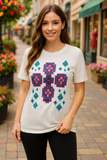 S, L, XL, 2X 3X Tribal Cross Graphic Top