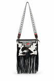 NEW Checkered, Cherry, Genuine Leather Cow hide, fringe bag