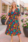Beautiful Floral Midi Dress V-Neck
