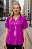 2X. Purple Long Top with Crochet Sleeves