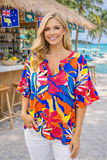 Tropical Flower Multi Color top