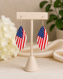 USA Flag Feather shaped earrings