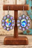 Big Bling Concho Earrings - silver tone