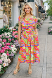 S, M, L, XL Paradise Colorful Belted Maxi Dress