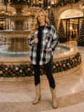 XL,2X,3X : Grey plaid shacket