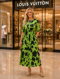 Black Spotted Lime Green Dress
