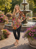 Small  : Magenta Scoop Floral & Leopard Tunic