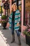 Turquoise Leopard & Tribal cardigan