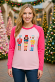 Nutcracker patches neon pink long sleeve top