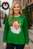 SANTA Green Leopard sleeve top