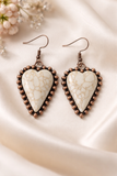 Cream Heart Stone Earring with Copper Border