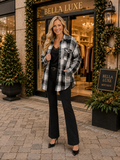 XL,2X,3X : Grey plaid shacket