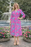Pink & Turquoise tropical dress