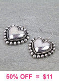 Silver studded heart earrings