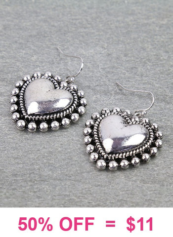 Silver studded heart earrings