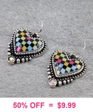 Multi Color checkered heart earrings