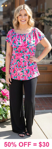 Pink Floral On or Off The Shoulder Long Top