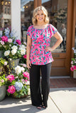 Pink Floral On or Off The Shoulder Long Top