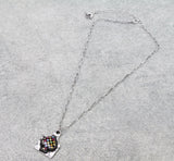Multi color Checkered spade necklace