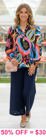 Black Top with Colorful Floral Print
