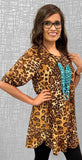 M, 2X, Tan & Brown Leopard Scoop Tunic