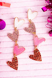 Dangle bling & glitter heart earrings