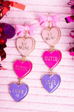 Be Mine Pink heart dangle earrings