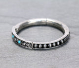 Silver & Turquoise bar, Navajo pearl, Stretchy section bracelet