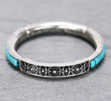 Turquoise bead & silver stretch bracelet