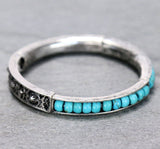 Turquoise bead & silver stretch bracelet