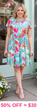 Turquoise Floral baby doll dress