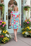 Turquoise Floral baby doll dress
