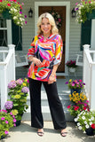 Multi color Blouse, Roll tab sleeves