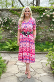 Pink Purple Tribal Midi Length Dress