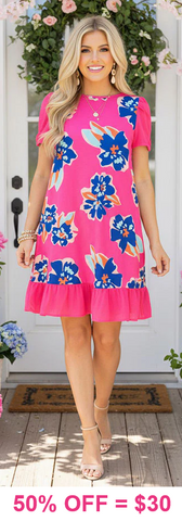 Pink and Blue Floral Dress