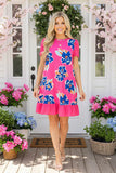 Pink and Blue Floral Dress