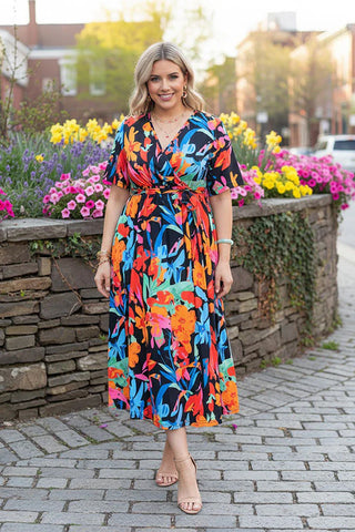 Black, Blue, Orange Floral Dress Shop Southern Charm Black, Blue, Orange Floral Dress Shop Southern Charm