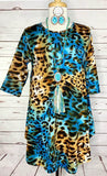 S/M : Turquoise Leopard Scoop Tunic