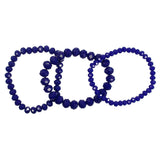 Royal Blue Crystal Stretch Bracelets - 3 piece set