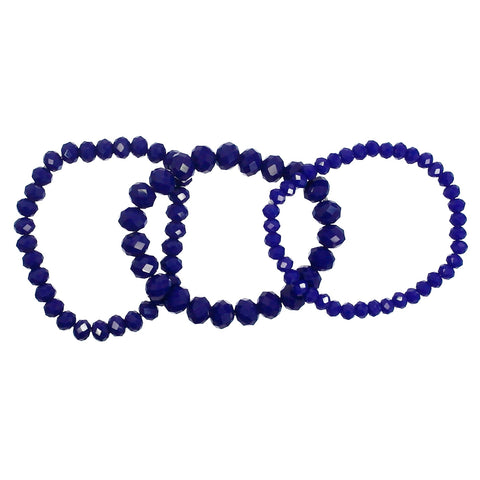 Blue Crystal Stretch Bracelets - 3 piece set