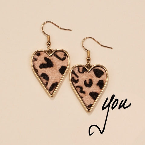 Leopard Heart Earrings gold tone