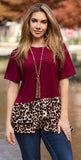 Maroon Top with leopard ruffles