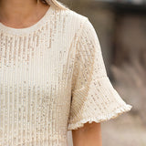 Cream Sequin Blouse