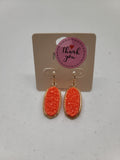 *Small Size Orange Druzy Oval Earrings