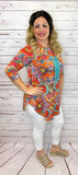 S-M-L: Orange and Pink Paisley Scoop Tunic