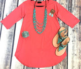 S,M : Coral Scoop Tunic