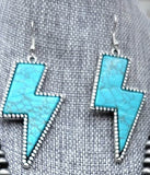 Turquoise Thunder Bolt earrings [silver tone]