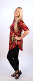 S/M: Red Leopard Scoop Tunic Top
