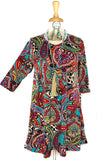 S/2X  : Turquoise Multi Paisley & Leopard Flutter Tunic