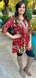 SMALL : Red Leopard Flutter Tunic